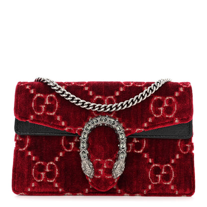 Gucci Velvet GG Monogram Super Mini Dionysus Shoulder Bag Red Cipria Black 1 of 10