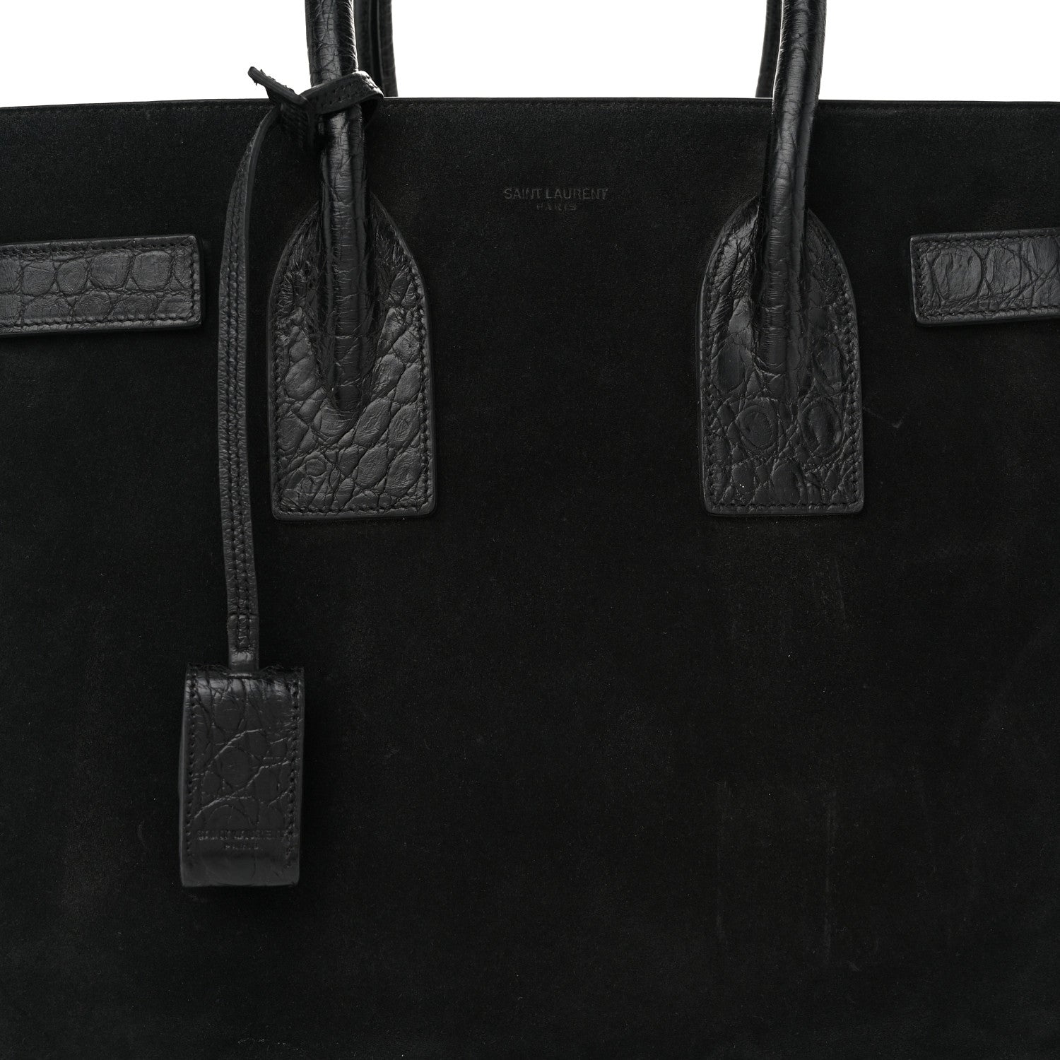 Saint Laurent Suede Crocodile Embossed Small Sac De Jour Black 9 of 11