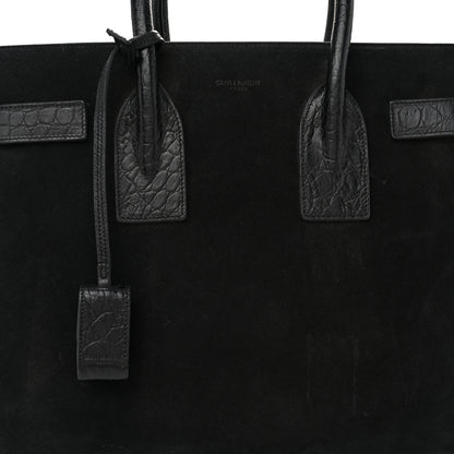 Saint Laurent Suede Crocodile Embossed Small Sac De Jour Black 9 of 11