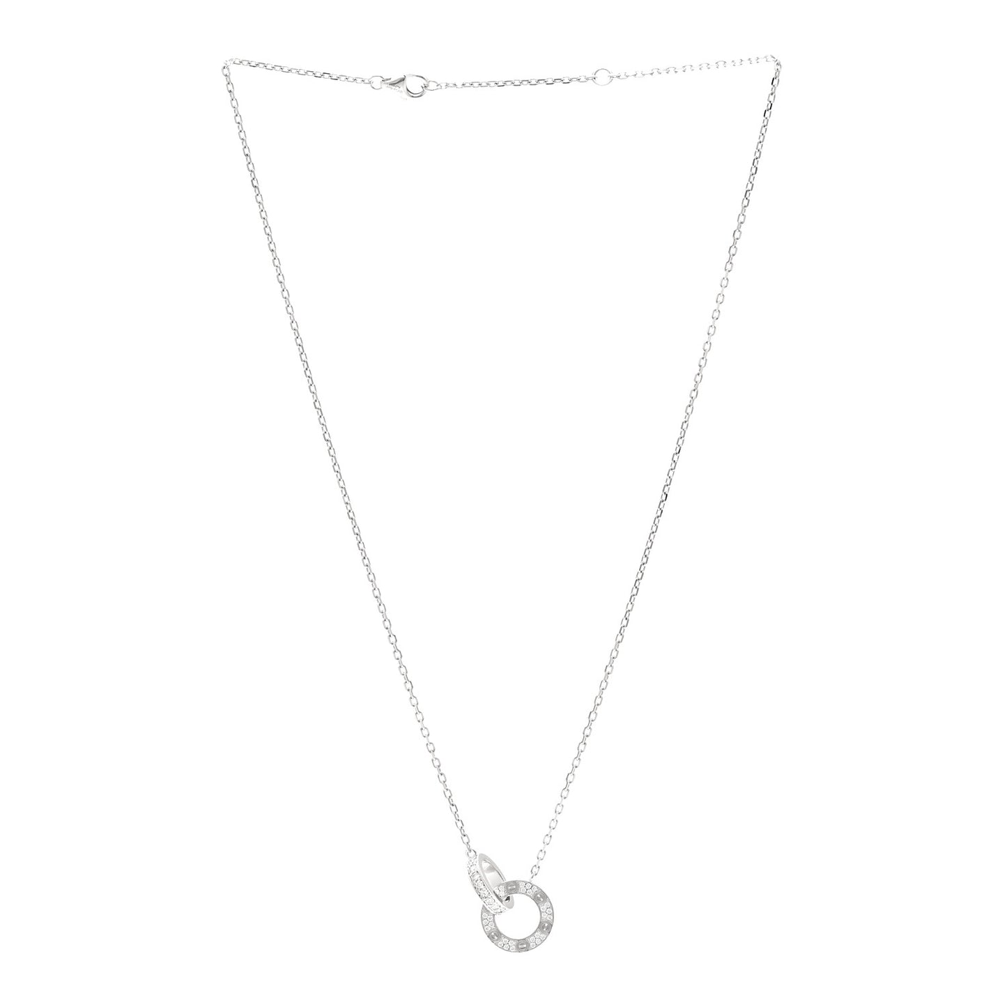 18K White Gold Diamond Interlocking LOVE Paved Necklace