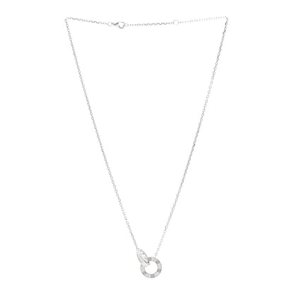 Cartier 18K White Gold Diamond Interlocking LOVE Paved Necklace 3 of 4