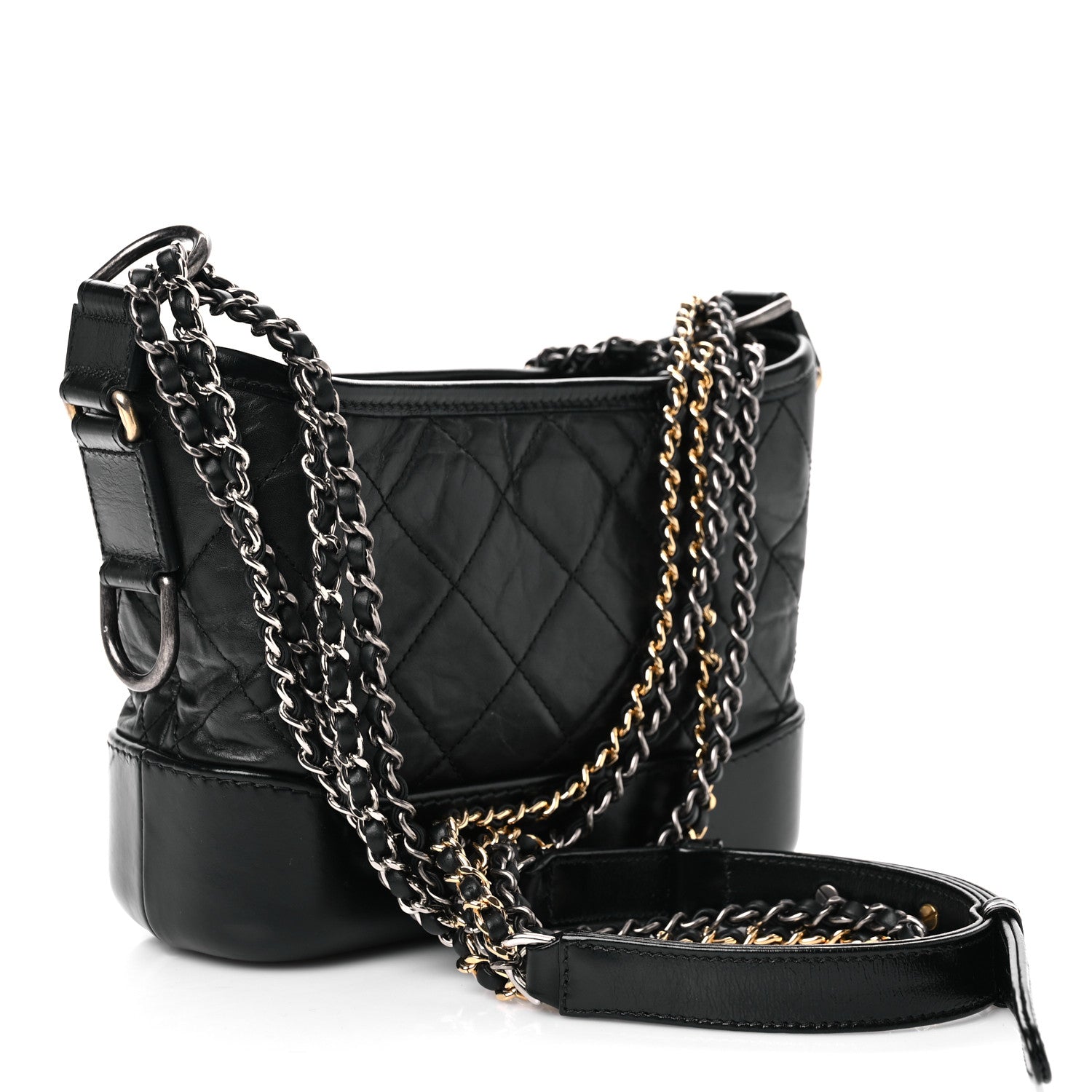 Chanel Aged Calfskin Quilted Small Gabrielle Hobo Black 2 of 10