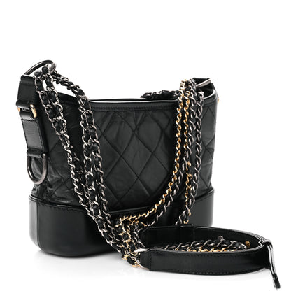 Chanel Aged Calfskin Quilted Small Gabrielle Hobo Black 2 of 10