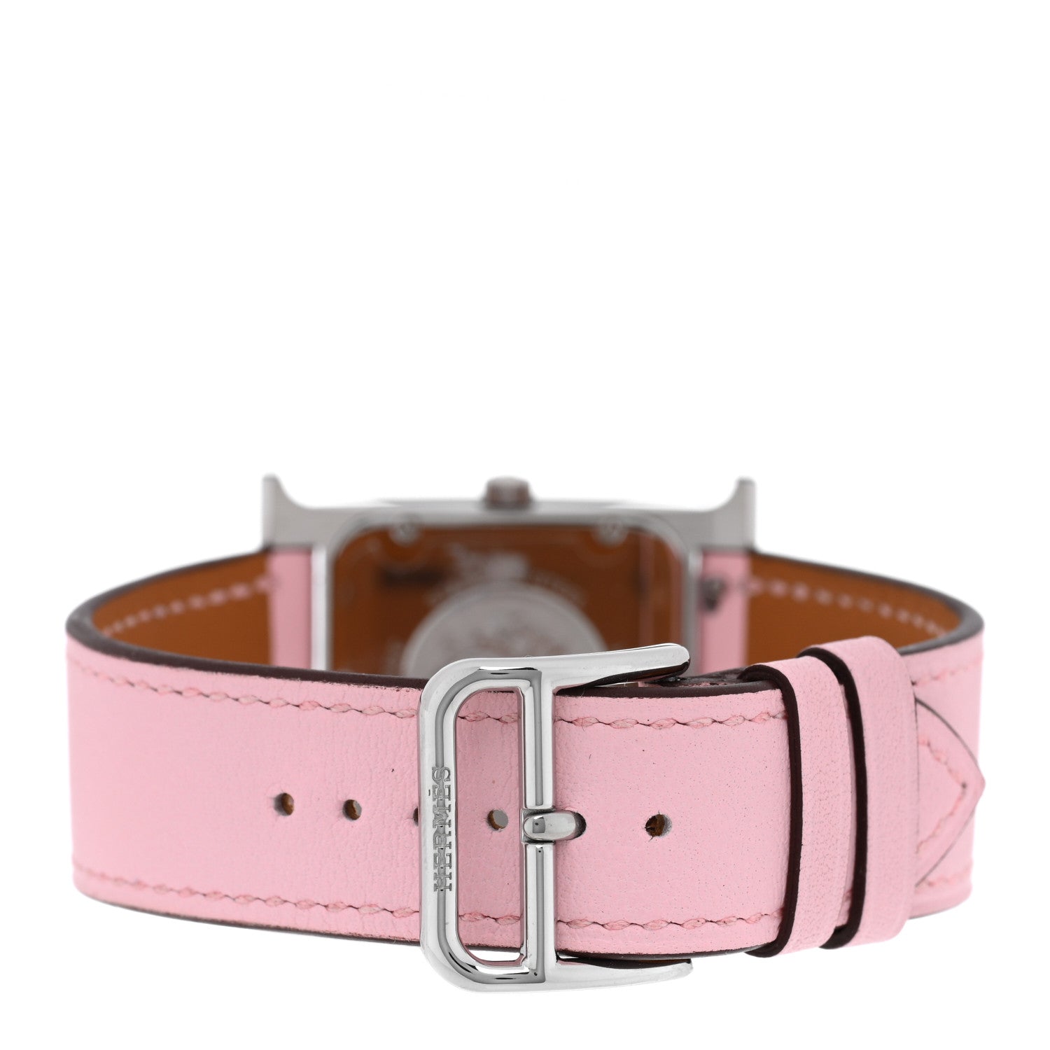 Hermes Stainless Steel Swift Diamond Mother of Pearl 26mm Heure H Hour Quartz Watch Rose Sakura 3 of 5