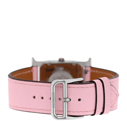 Hermes Stainless Steel Swift Diamond Mother of Pearl 26mm Heure H Hour Quartz Watch Rose Sakura 3 of 5