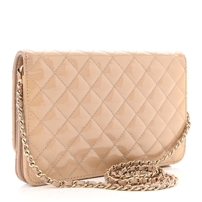 Chanel Patent Quilted Golden Class Wallet on Chain WOC Light Beige 3 of 14