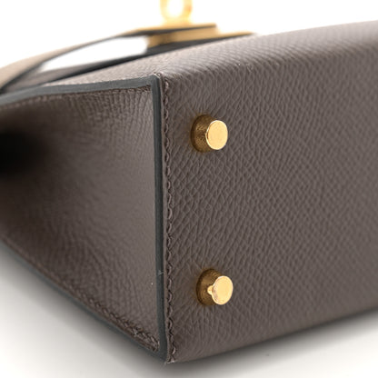 Hermes Epsom Tri-Color Mini Kelly Sellier 20 Ecorce Etoupe Black 9 of 13