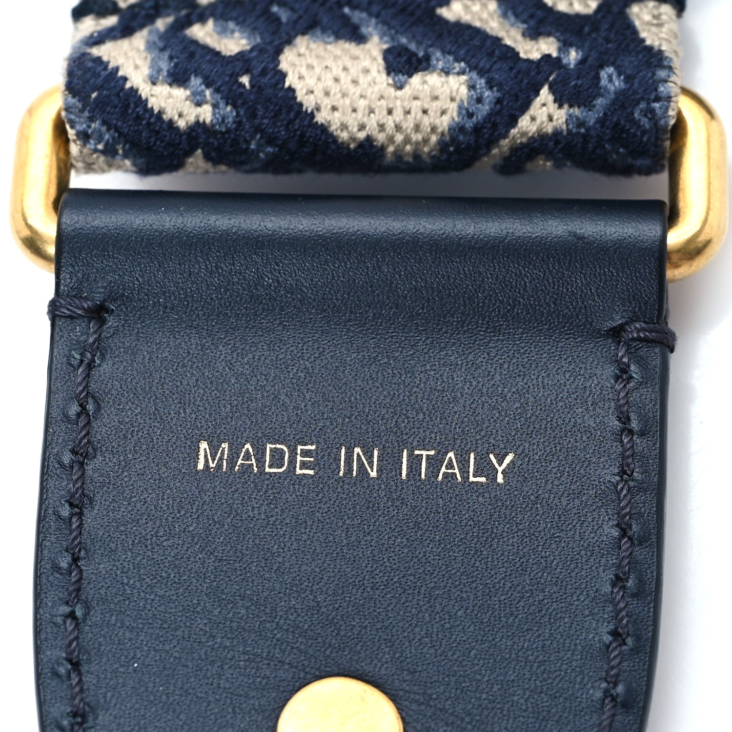 Christian Dior Oblique Studded Shoulder Strap Blue 3 of 4