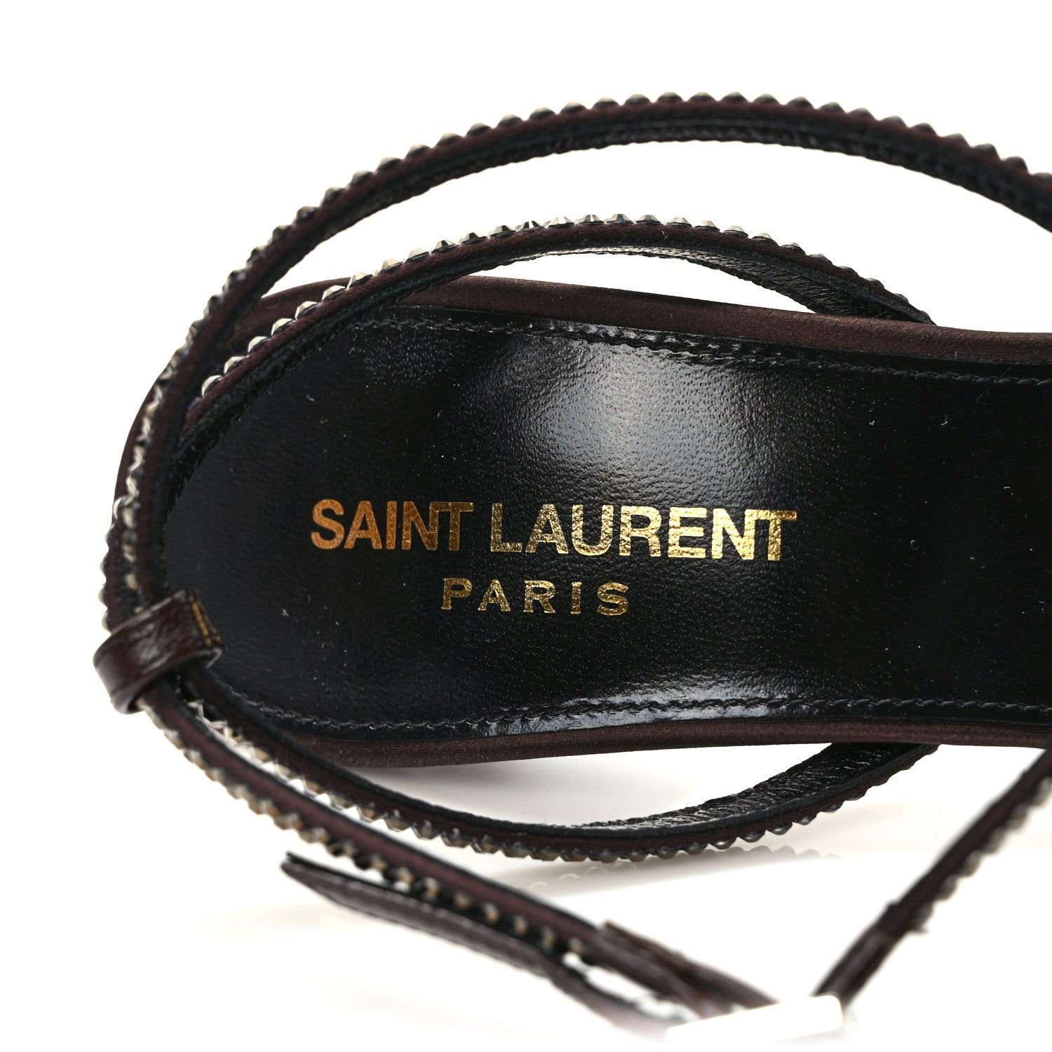 Saint Laurent Satin Crystal Ava 105 Sandals 38 Brown 7 of 8
