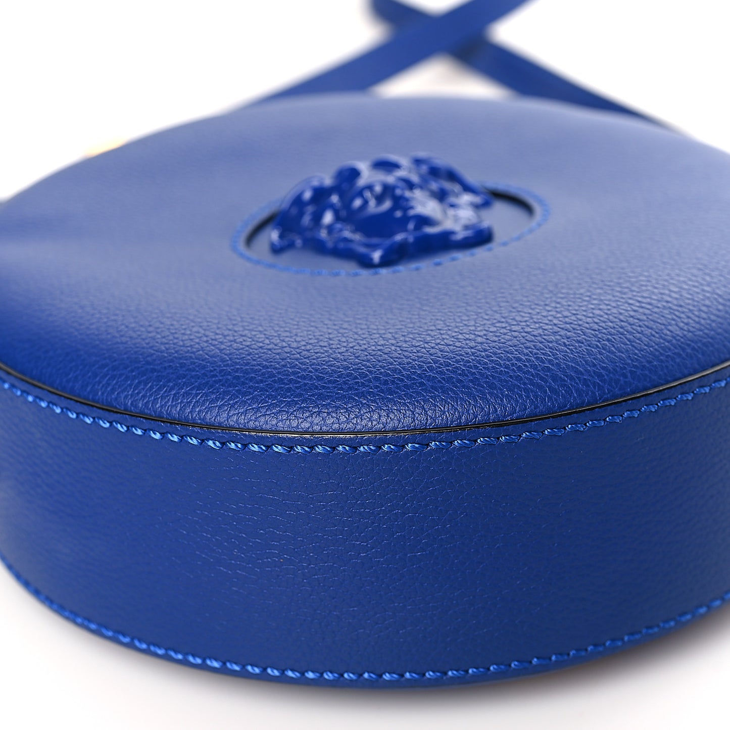 Calfskin La Medusa Round Camera Bag Blue