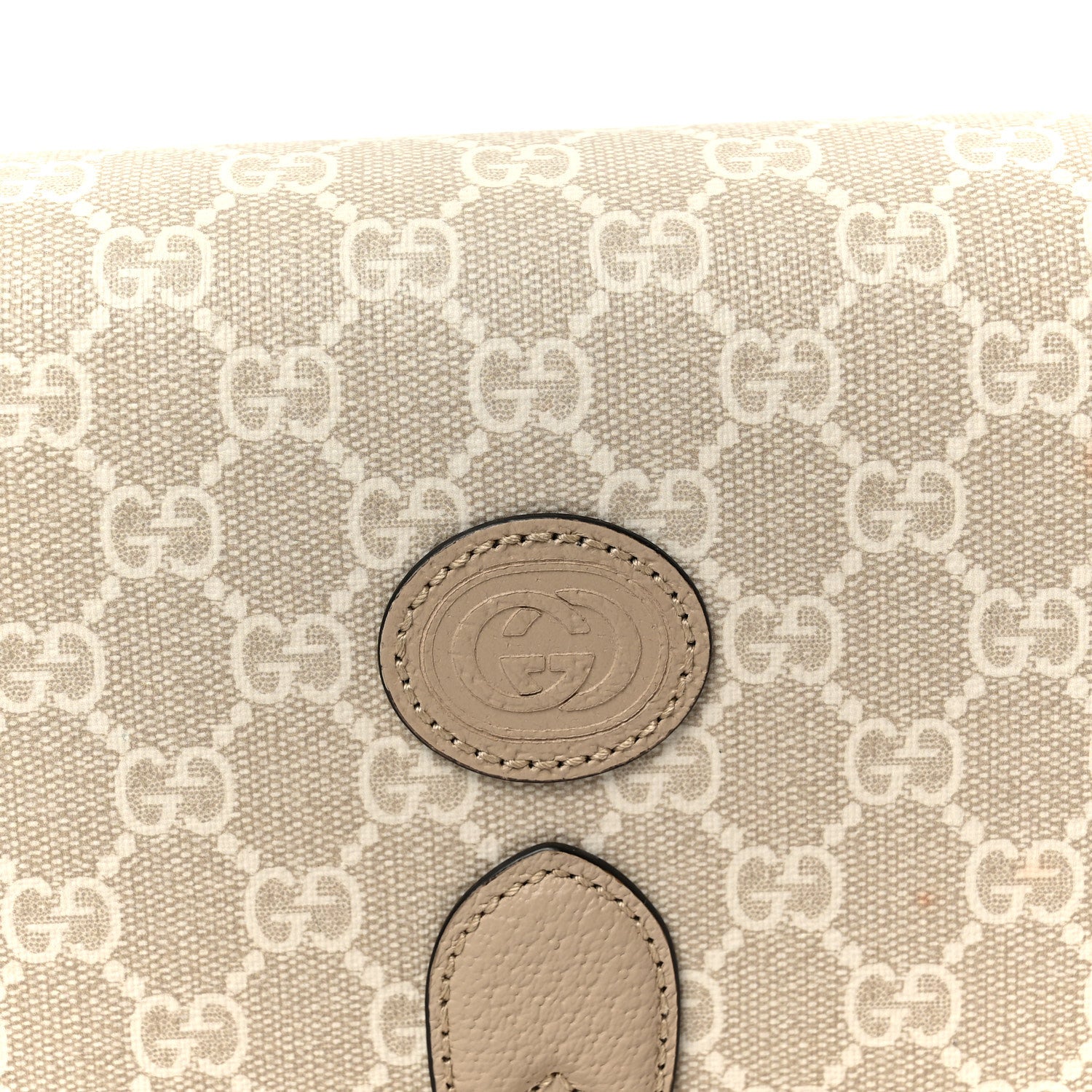 Gucci GG Supreme Monogram Textured Dollar Calfskin Mini Retro Interlocking G Flap Shoulder Bag Beige Mystic White Oatmeal 8 of 10