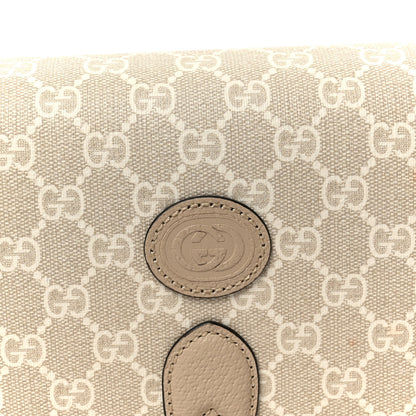 Gucci GG Supreme Monogram Textured Dollar Calfskin Mini Retro Interlocking G Flap Shoulder Bag Beige Mystic White Oatmeal 8 of 10