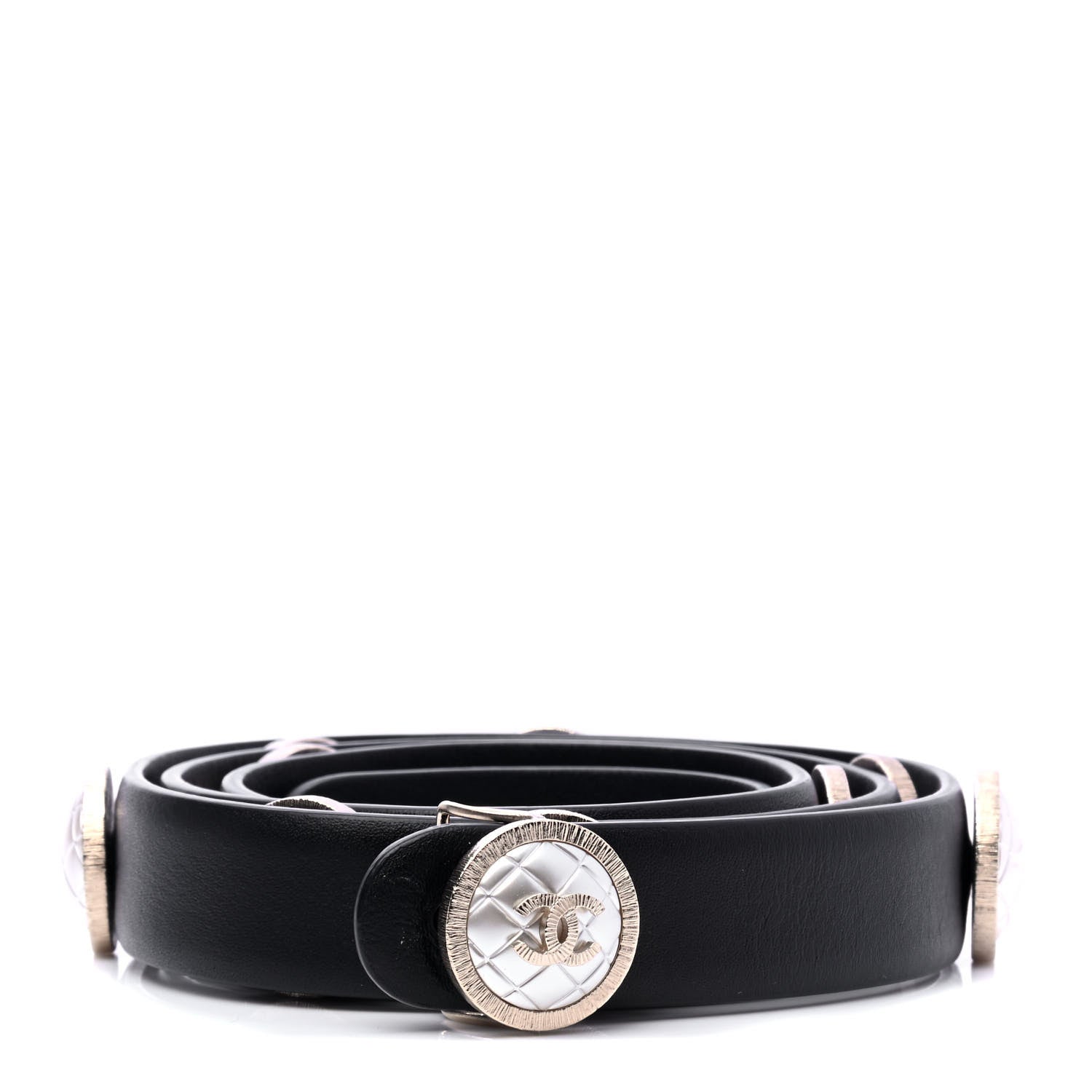 Chanel Calfskin Pearl Quilted CC Belt 80 32 Black 1 of 6