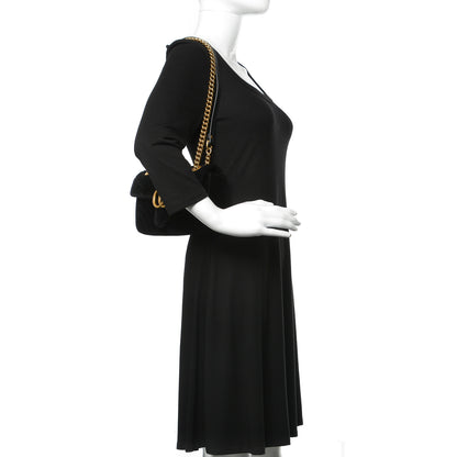 Gucci Velvet Matelasse Mini GG Marmont Shoulder Bag Black 3 of 10