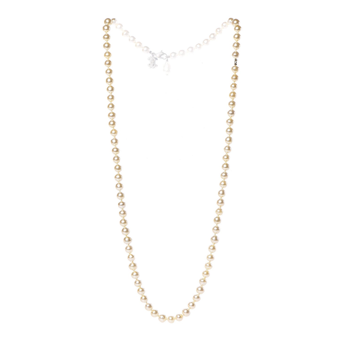 Pearl CC Long Necklace Light Gold