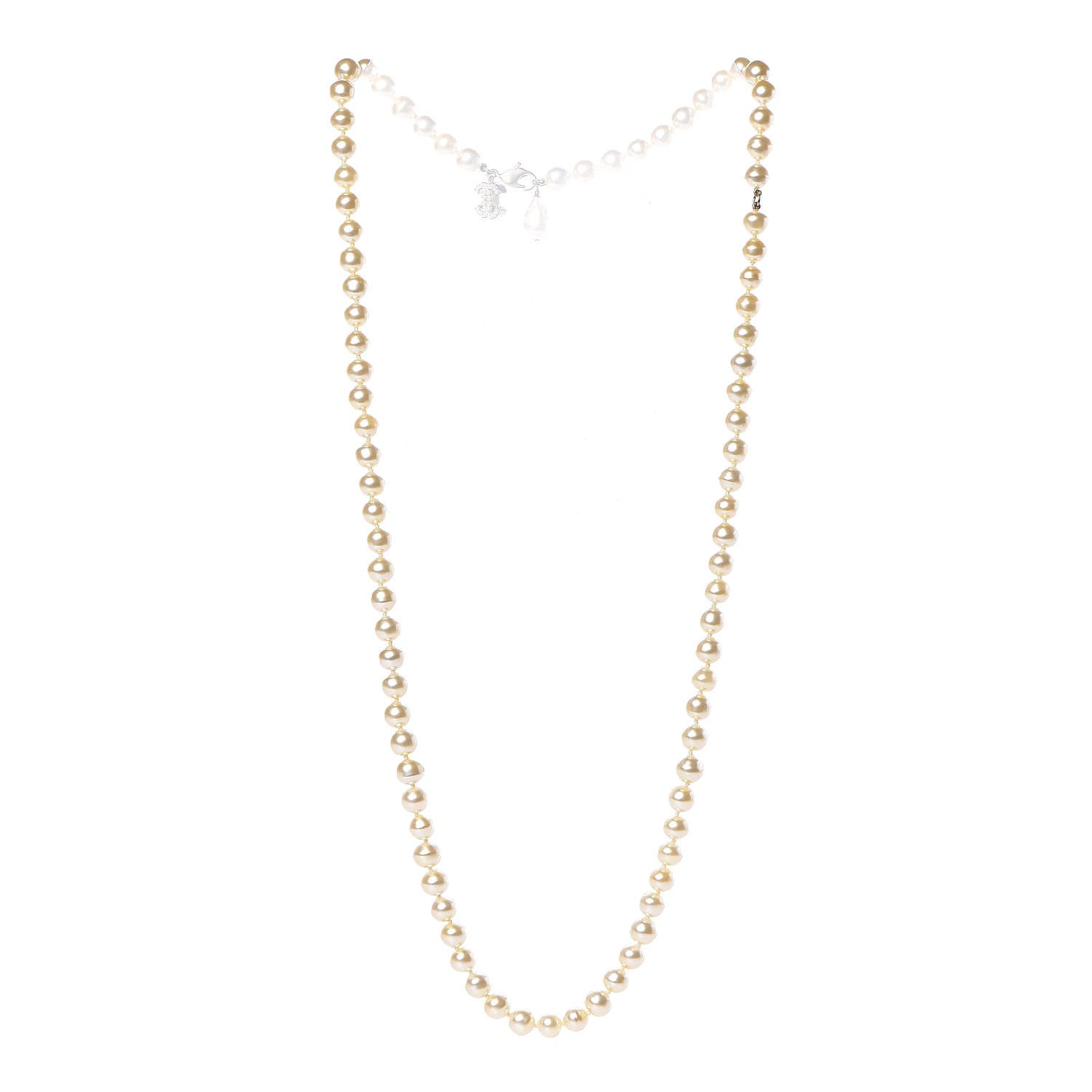 Chanel Pearl CC Long Necklace Light Gold 3 of 5
