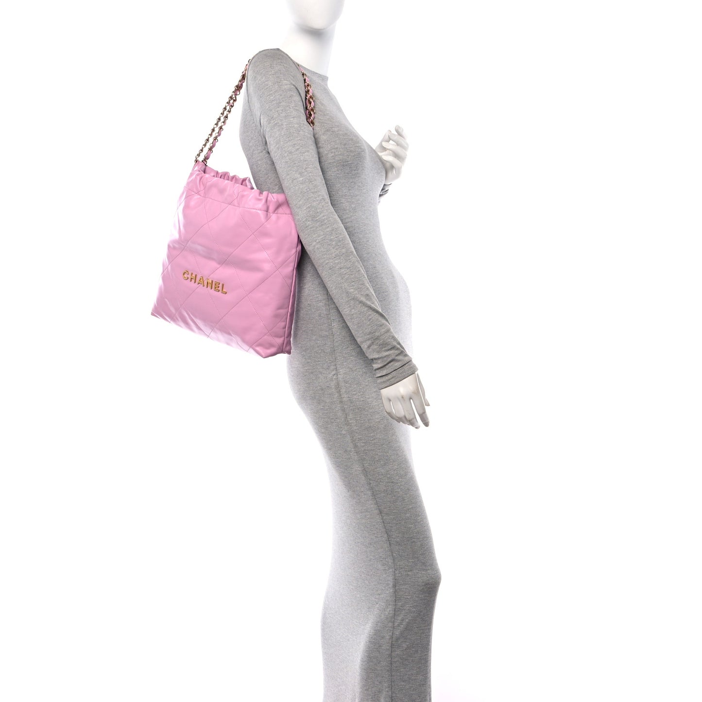 Shiny Calfskin Quilted Small Chanel 22 Pink
