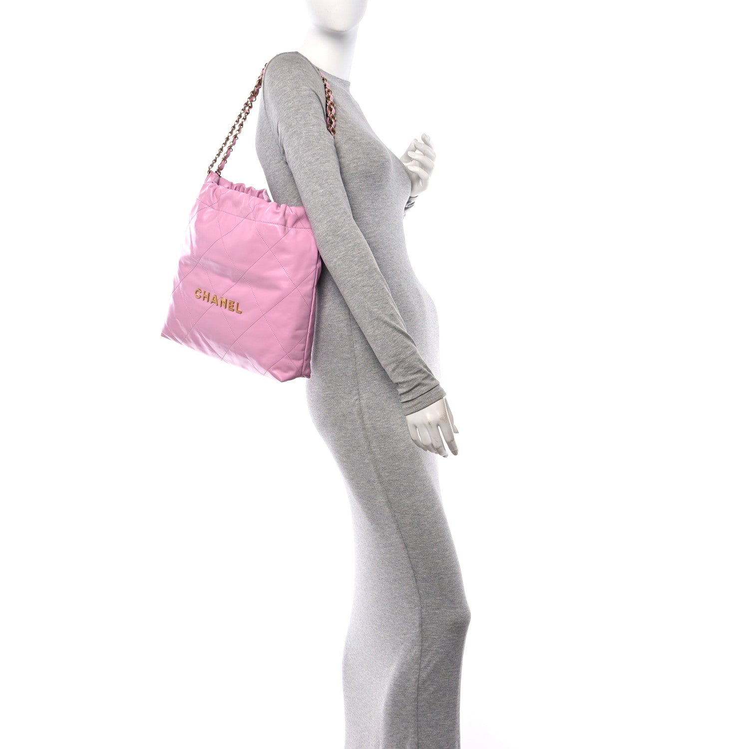 Chanel Shiny Calfskin Quilted Small Chanel 22 Pink 3 of 11