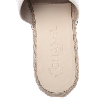 Chanel Iridescent Goatskin CC Espadrille Mules 36 Ivory Black 8 of 13