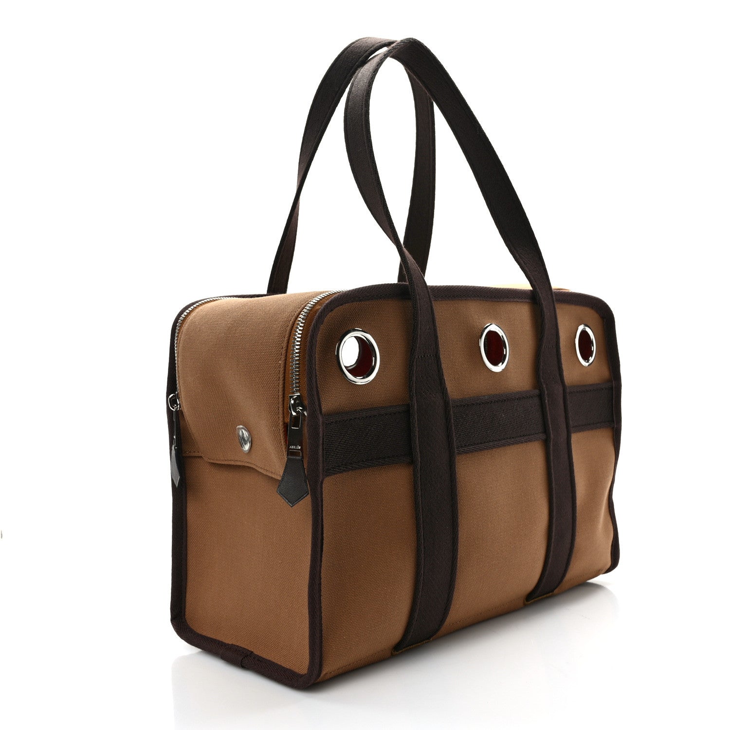 Hermes Polyamide Cotton Carrying Dog Bag Fauve Feu 3 of 13