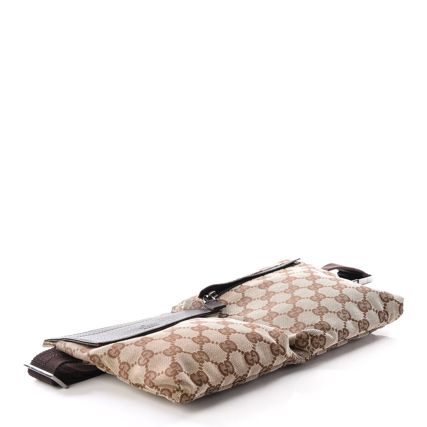 GG Monogram Double Pocket Belt Bag Dark Brown