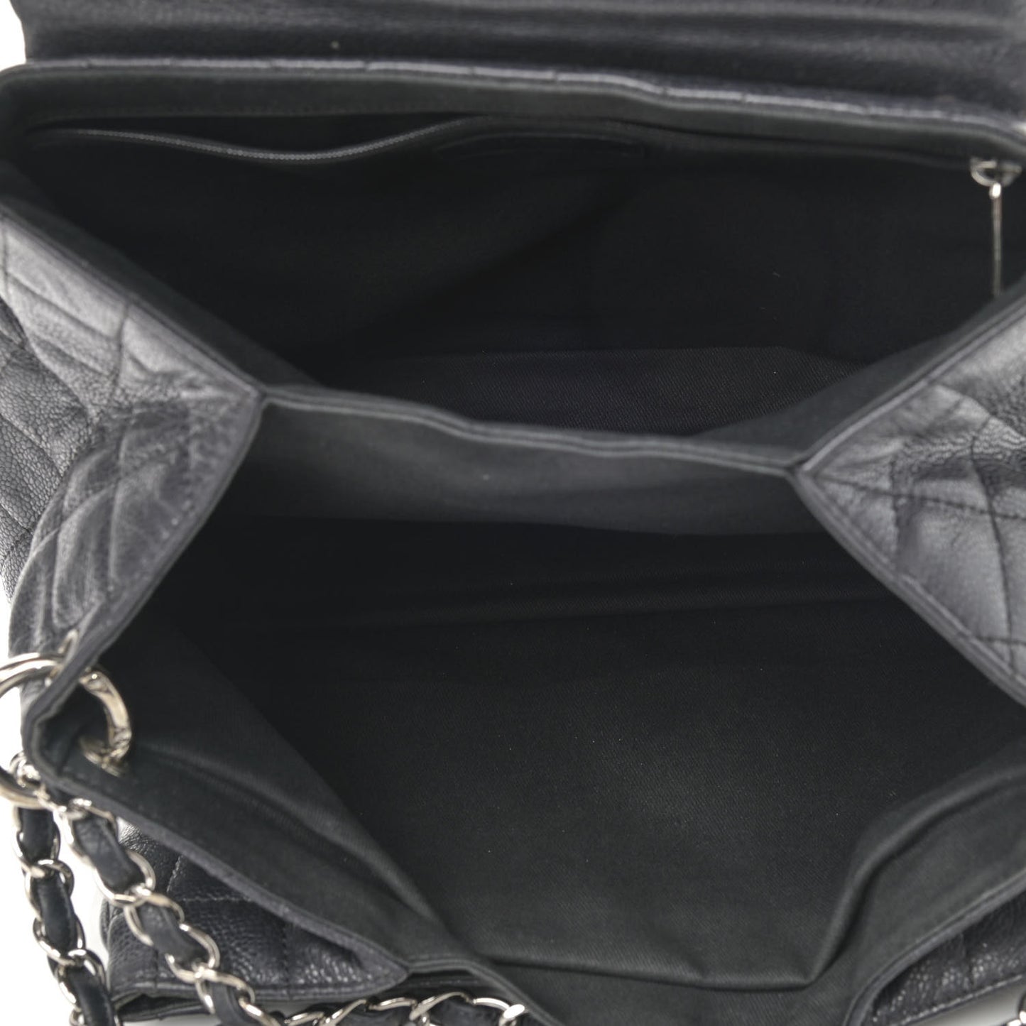 Caviar Quilted Timeless Accordion Flap Black