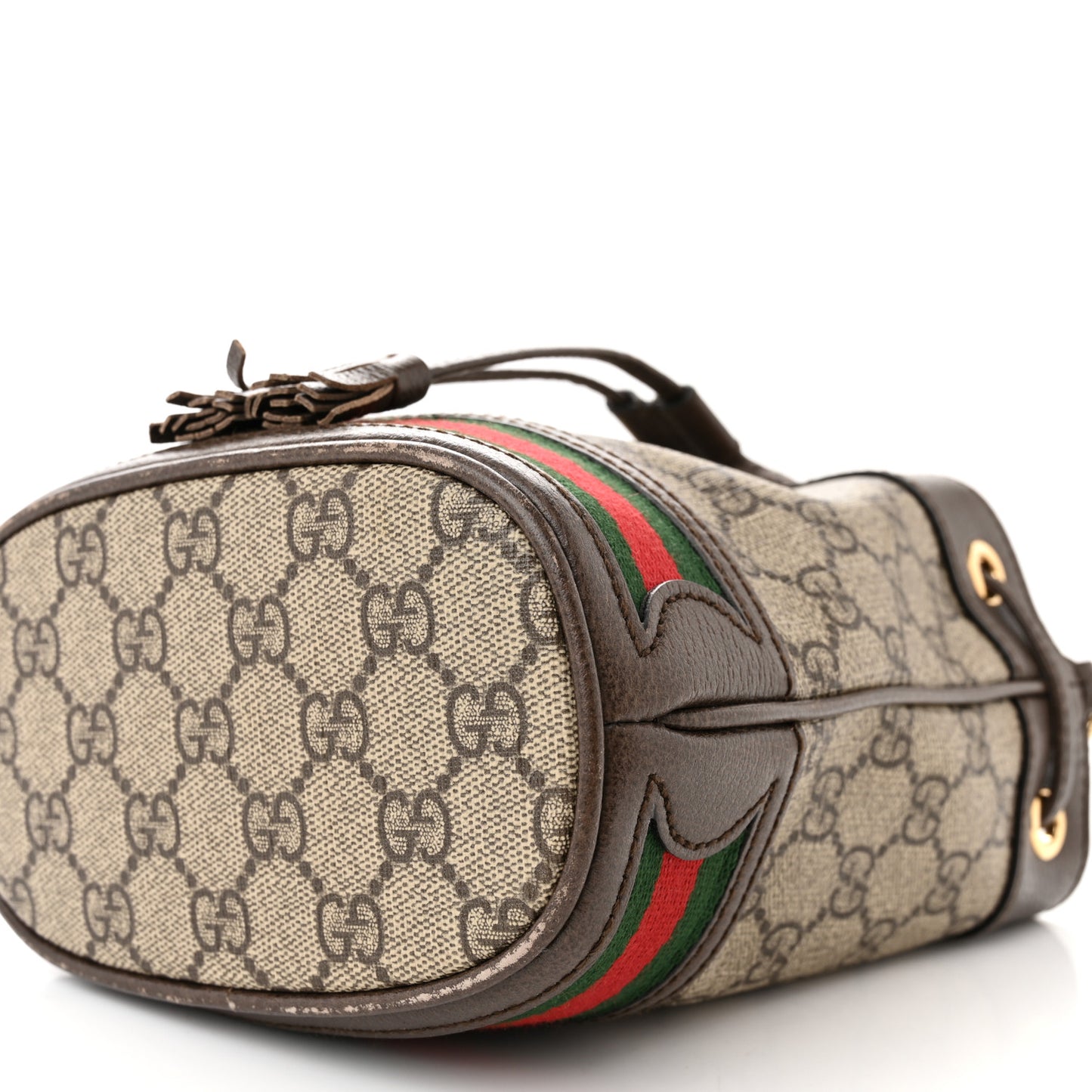 GG Supreme Monogram Web Mini Ophidia Bucket Bag Brown