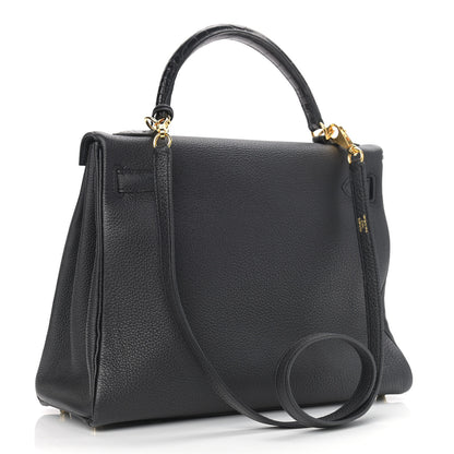 Hermes Togo Matte Alligator Kelly Retourne Touch 32 Black 3 of 10