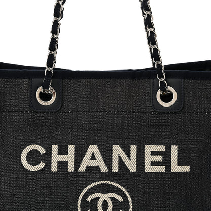 Chanel Denim Small Deauville Tote Dark Blue 8 of 11