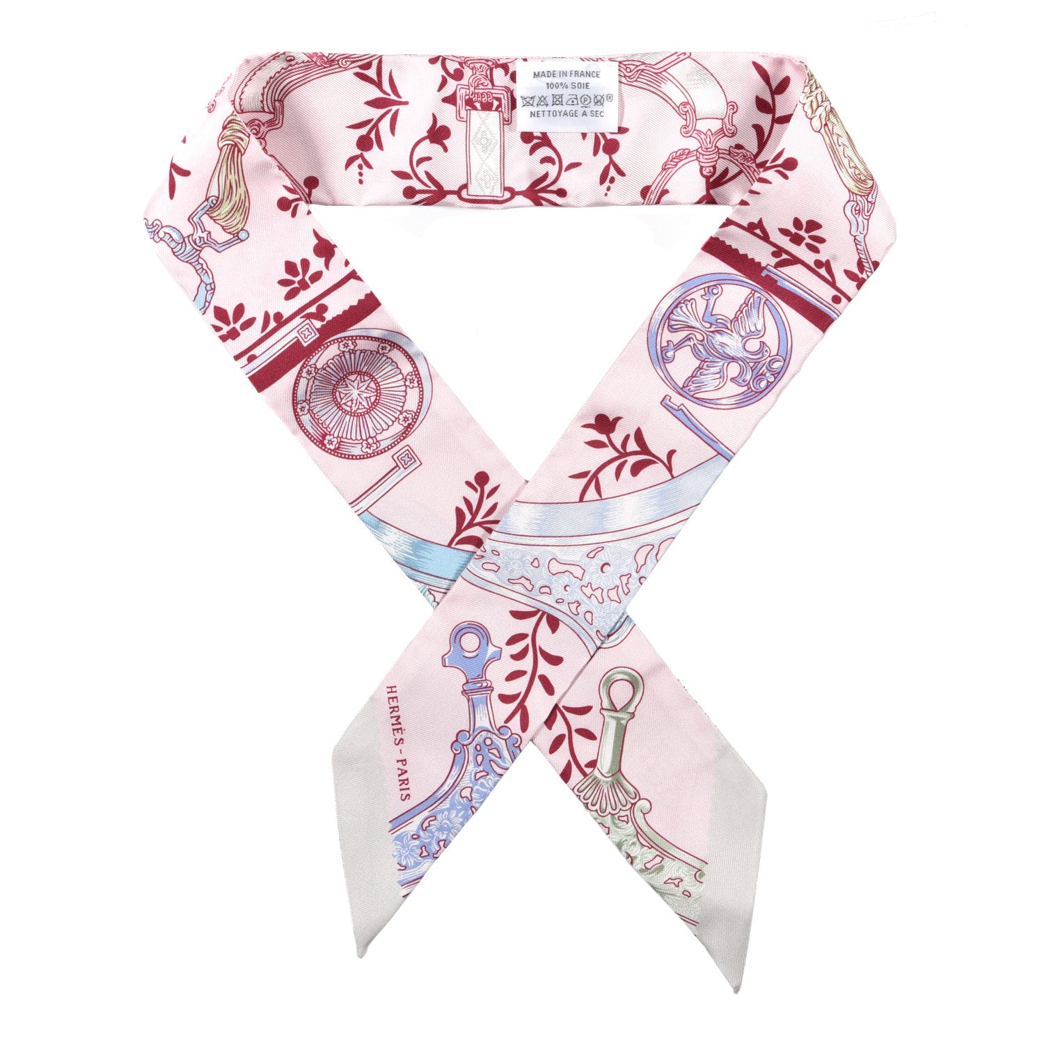 Hermes Silk Etriers Remix Twilly Rose Pale Bordeaux 1 of 4