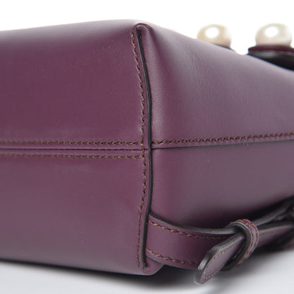 Fendi Vitello Century Pearl Bi-Color Scalloped Mini Back to School Backpack Amarone Black Cherry 11 of 12