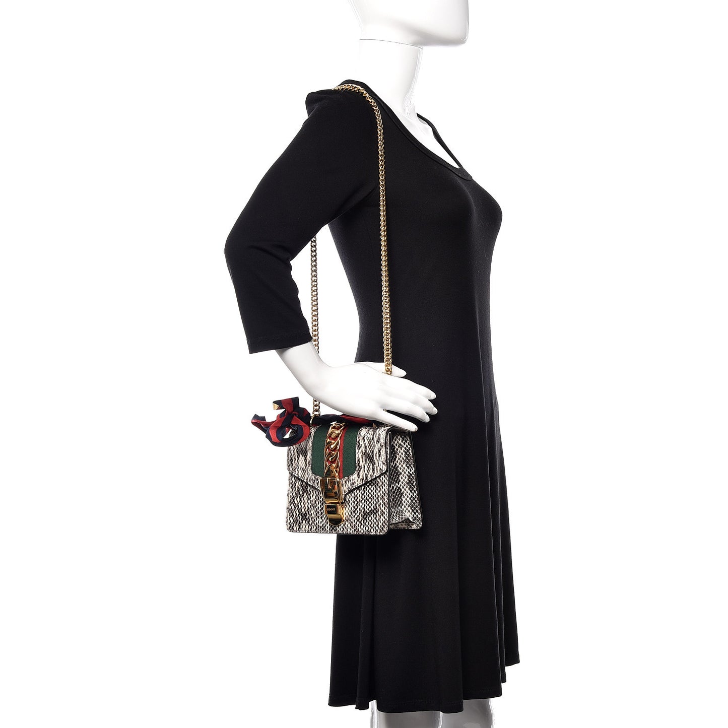 Snakeskin Mini Sylvie Chain Shoulder Bag Grey