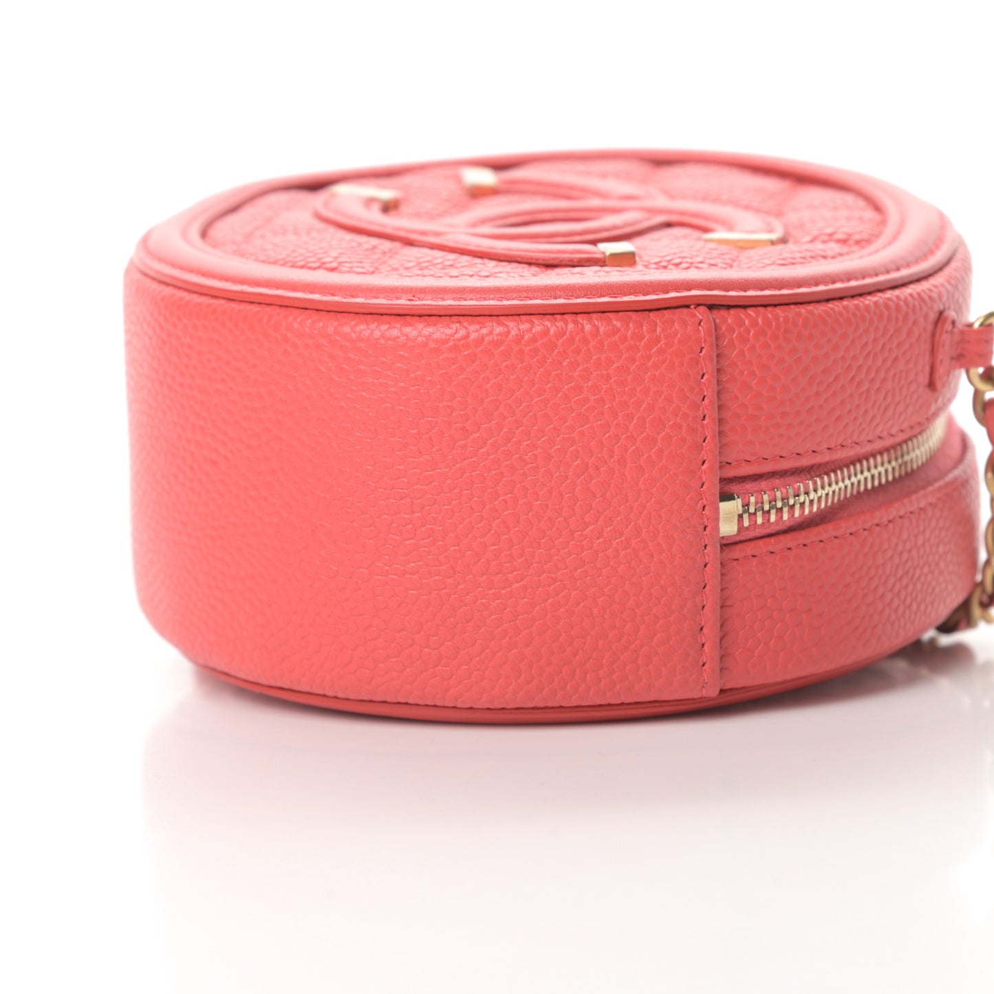 Caviar Quilted Round Filigree Crossbody Red