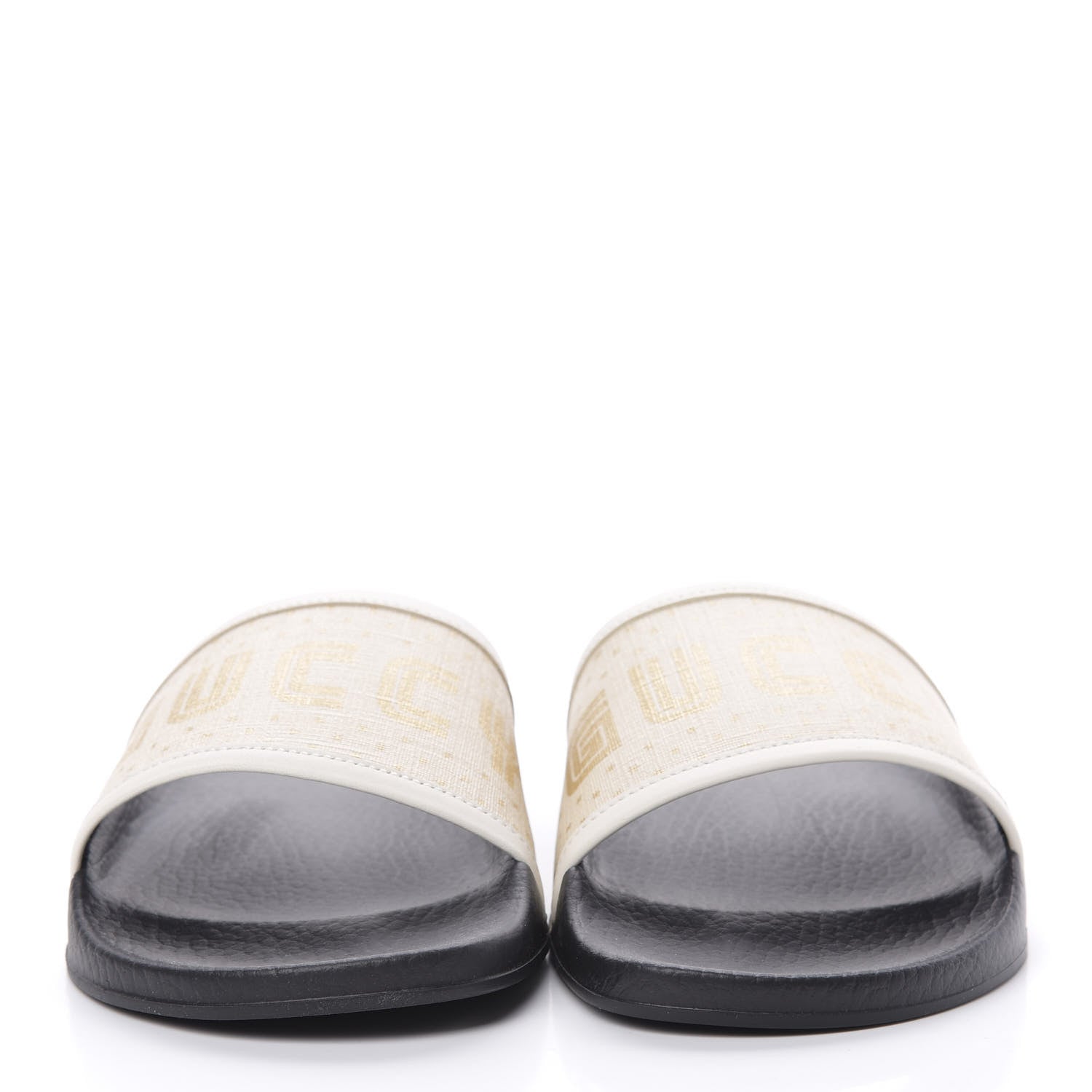 Gucci X SEGA Supreme Canvas GUCCY Stars Womens Slide Sandals 39 Mystic White Gold 2 of 8