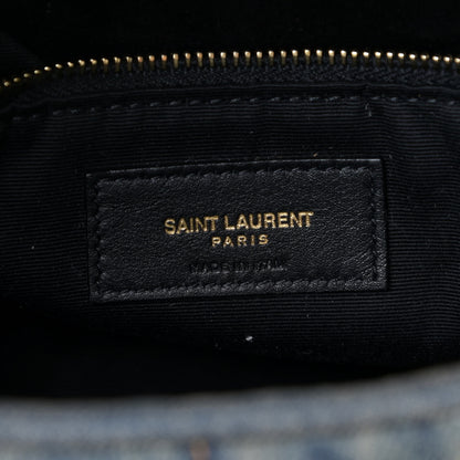 Saint Laurent Denim Quilted Toy Loulou Puffer Monogram Chain Satchel Rodeo Blue 9 of 11