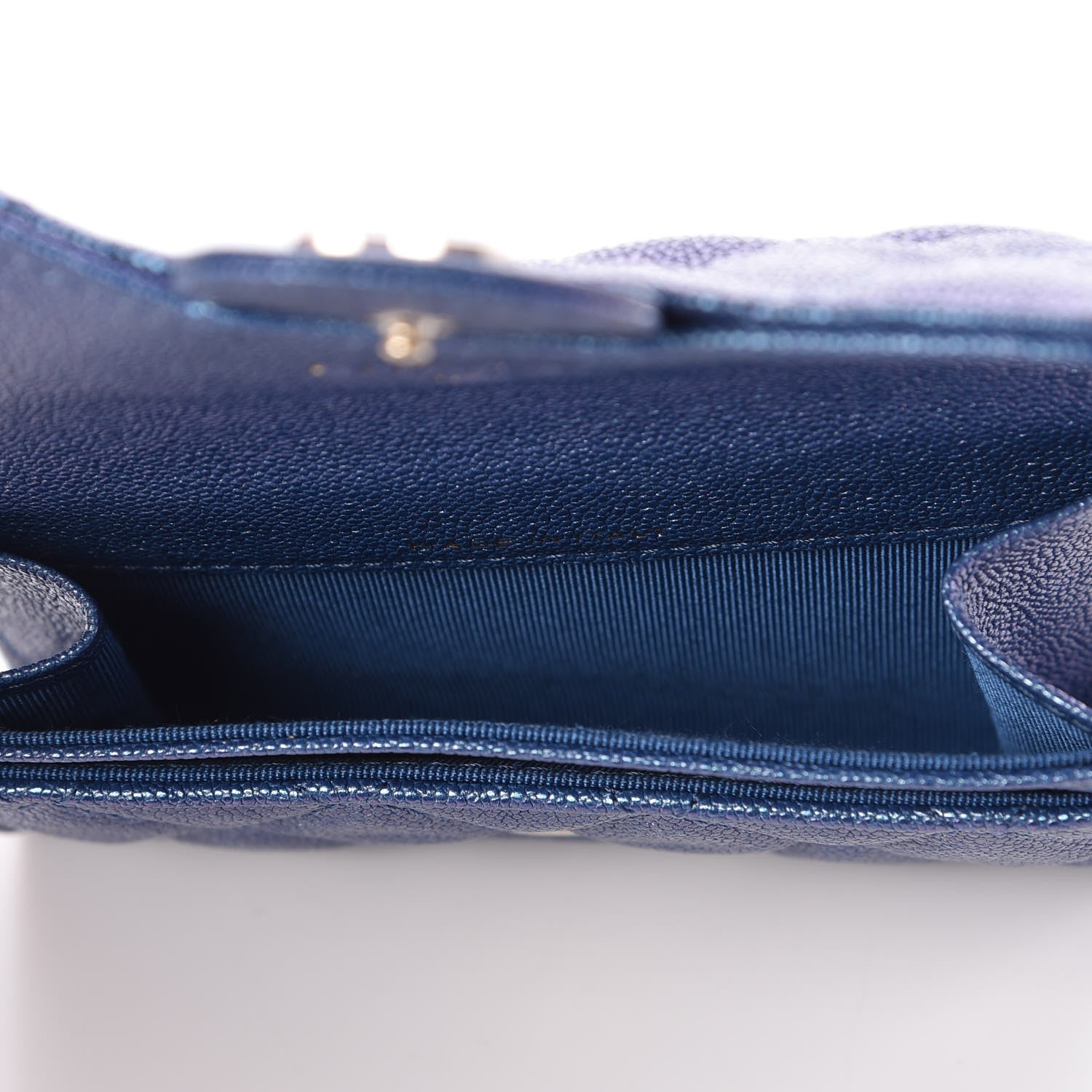 Chanel Iridescent Caviar Quilted Flap Card Holder Dark Blue 7 of 9
