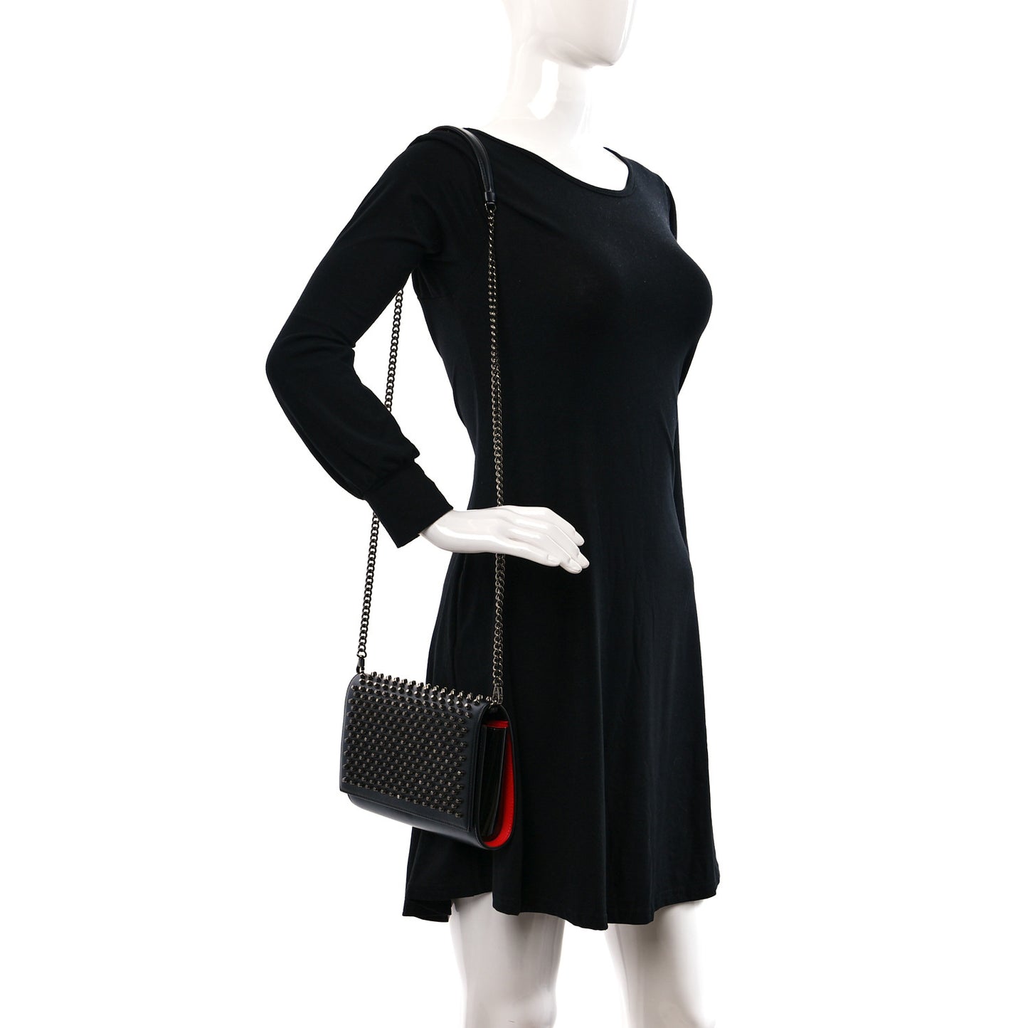 Calfskin Patent Spikes Paloma Clutch Black