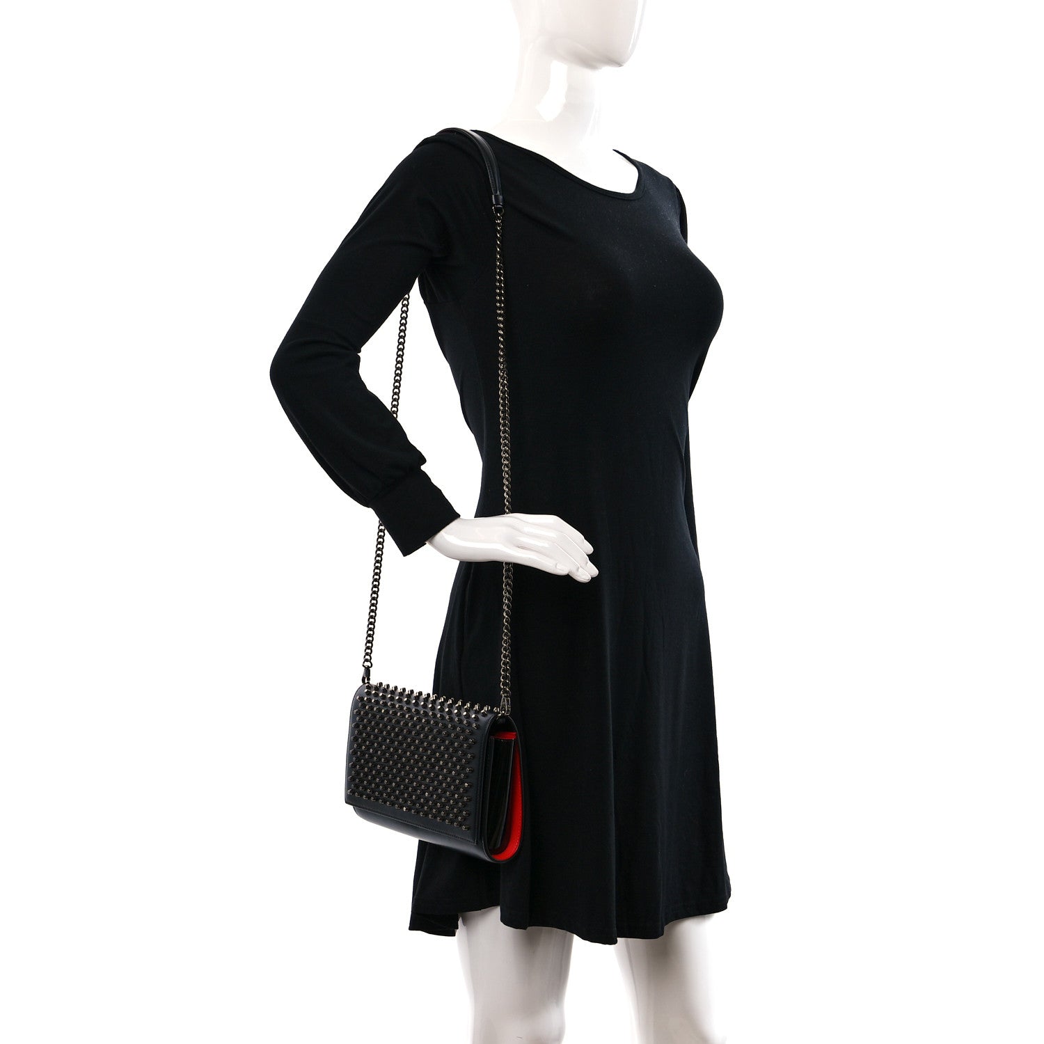 Christian Louboutin Calfskin Patent Spikes Paloma Clutch Black 2 of 11