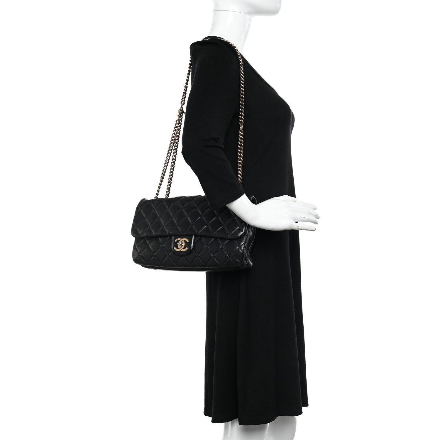 Chanel Calfskin Quilted Medium CC Crown Flap Black 2 of 16