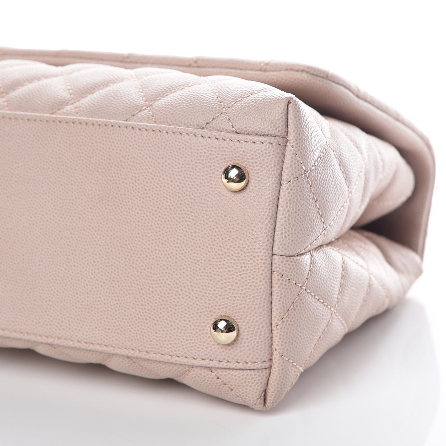 Caviar Quilted Small Coco Handle Flap Light Beige