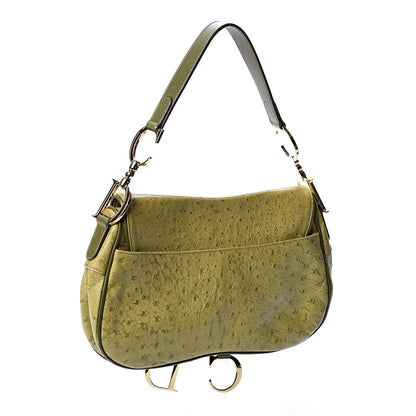 Christian Dior Ostrich Double Saddle Bag Green 2 of 9
