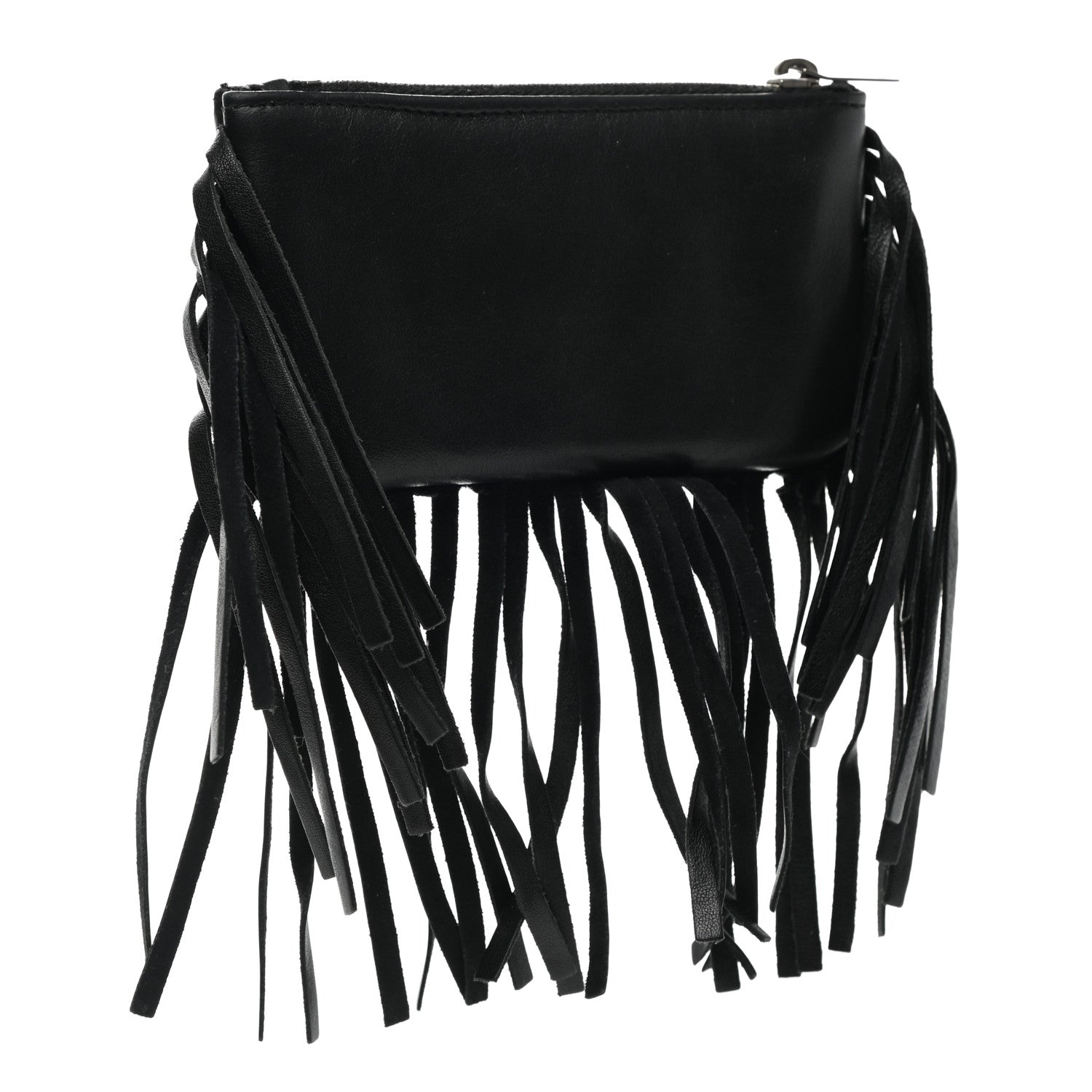 Saint Laurent Calfskin Monogram Small Fringe Key Pouch Black 3 of 7