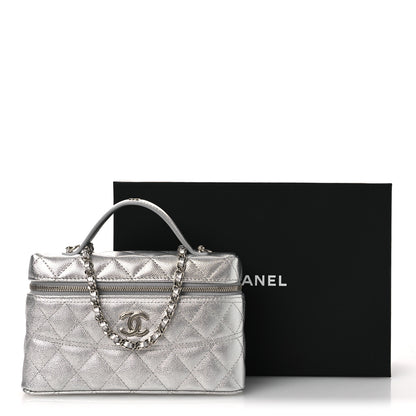 Chanel Metallic Caviar Quilted Trendy Handle Slim Vanity Silver 10 of 10