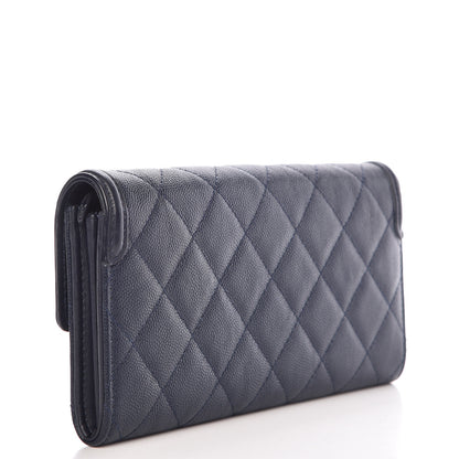 Chanel Caviar Quilted Filigree Flap Wallet Navy 3 of 10