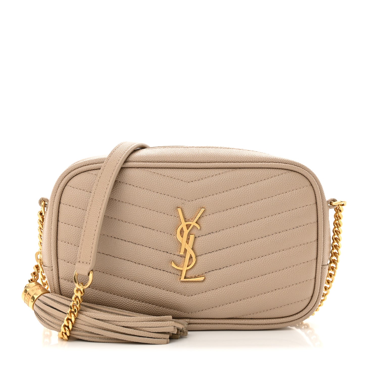 Grain De Poudre Matelasse Monogram Mini Lou Camera Bag Dark Beige