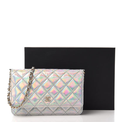Chanel Iridescent Goatskin Quilted Wallet On Chain WOC Silver 12 of 12