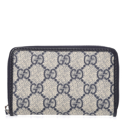 Gucci GG Supreme Monogram Zip Around Card Case Blue 1 of 8
