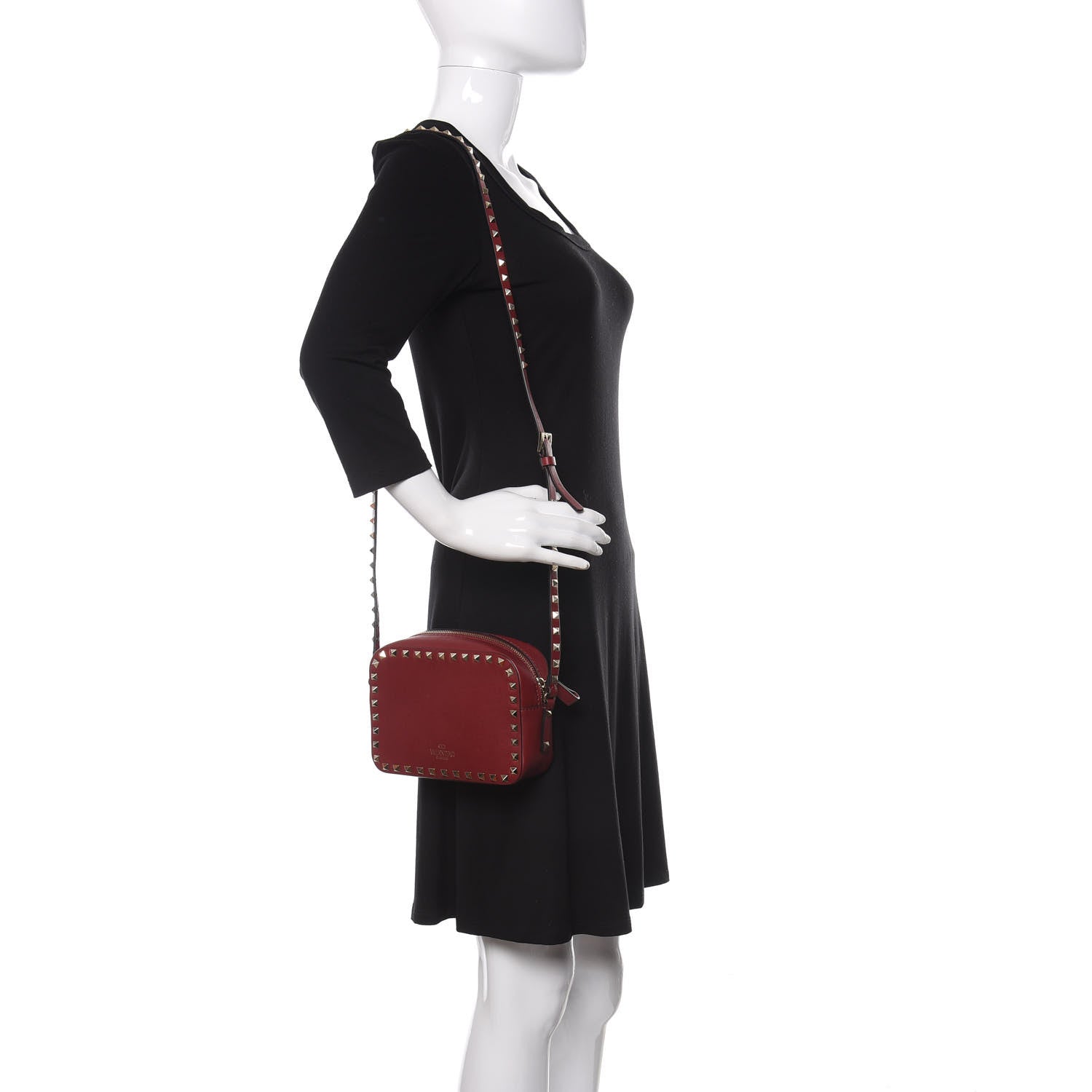 Valentino Garavani Calfskin Rockstud Camera Crossbody Bag Rubino 2 of 10