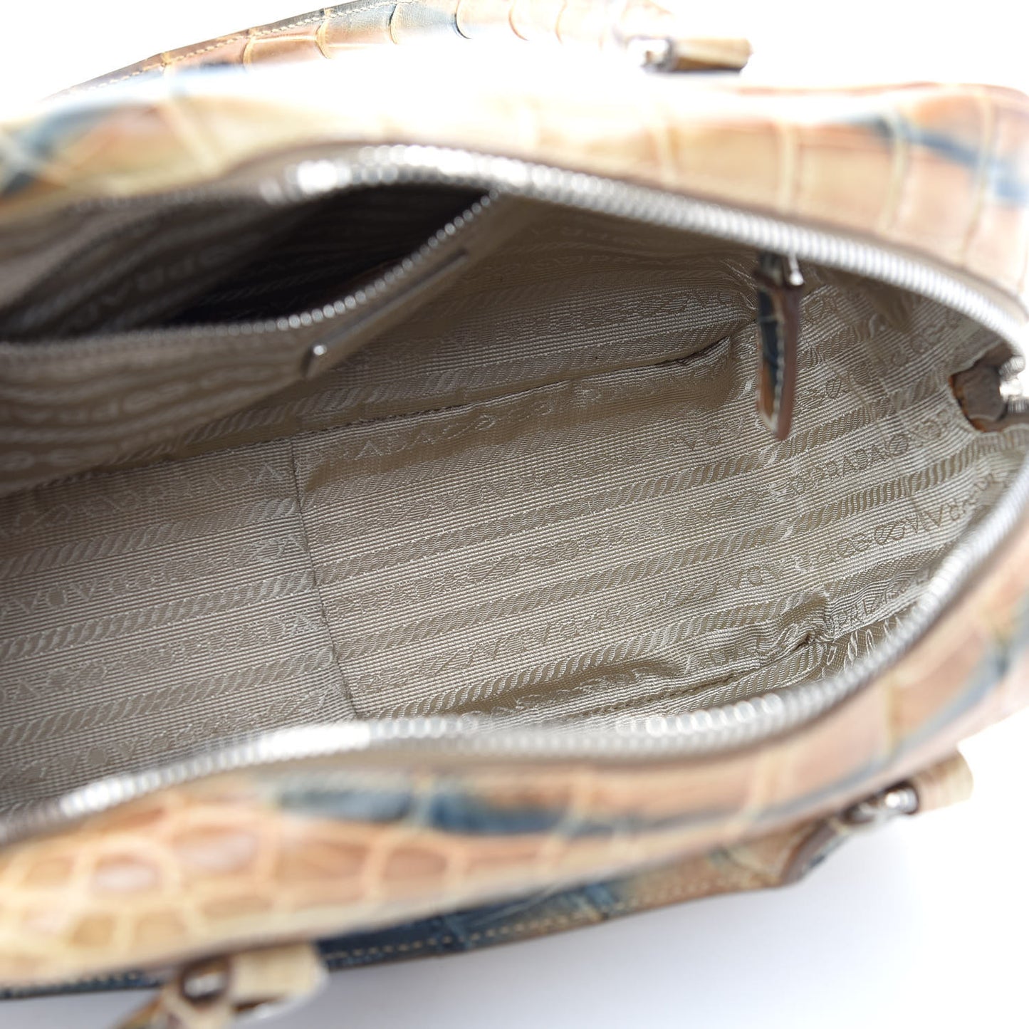 Crocodile Embossed Tote Brown