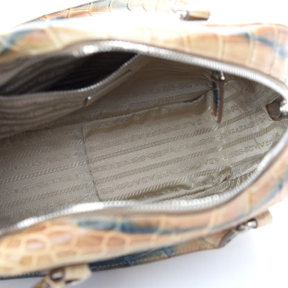 Prada Crocodile Embossed Tote Brown 5 of 8